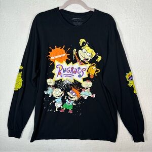 Rugrats Nickelodeon Long Sleeve Shirt Unisex Sz L Black Reptar Graphic 90s Style
